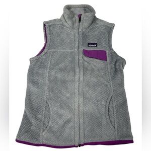 Women's Medium Patagonia Re-Tool Fleece Gray Purple Full Zip Polartec Vest
